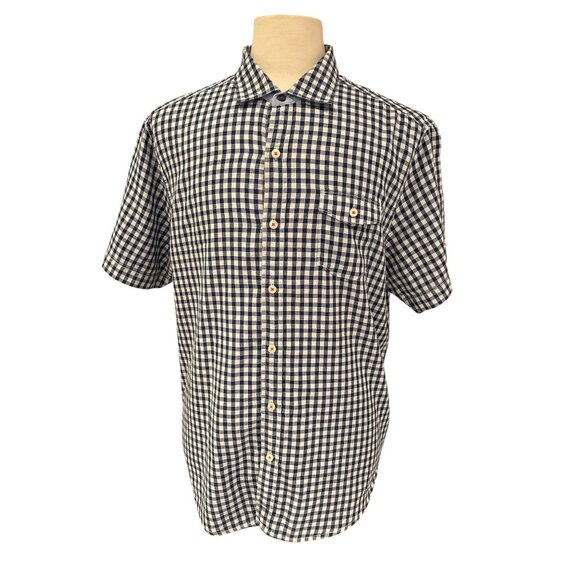 Tommy Bahama Mens Blue & White Gingham Button-Up Short Sleeve Shirt Size M - Picture 1 of 9
